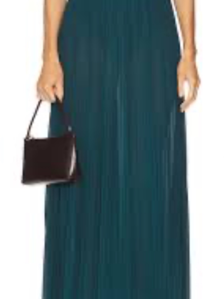 Ronny Kobo Deep Teal Mist Pleated Maxi Skirt Size